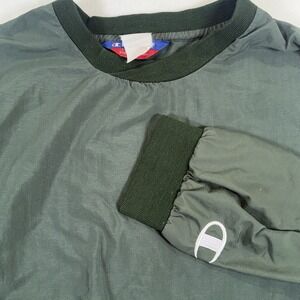 Vintage Champion Windbreaker Jacket Men's XL Dark Green Pullover 90s Retro Nylon